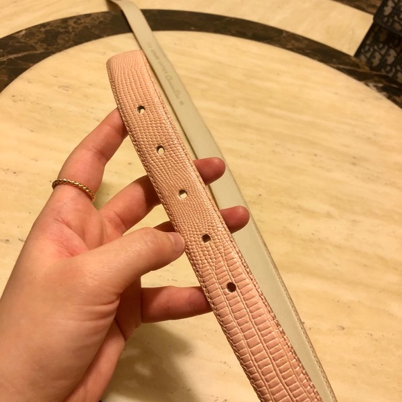 Auth CHRISTIAN DIOR Pink Lizard Vintage CD Logo Belt Size M/L - Picture 6 of 11